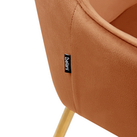 Set di 2 Sedie da Pranzo con Rivestimento in Velluto arancione gambe dorate glamour retrò