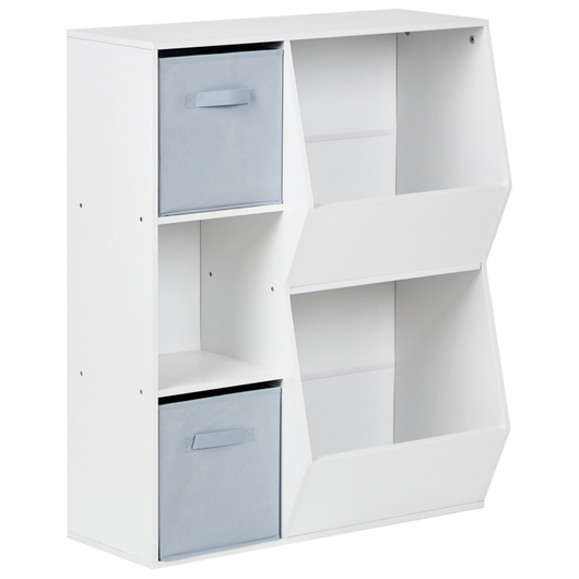 Scaffale Libreria a 3 livelli in truciolato bianco con tessuto non tessuto Scatole con ripiani per la cameretta dei bambini