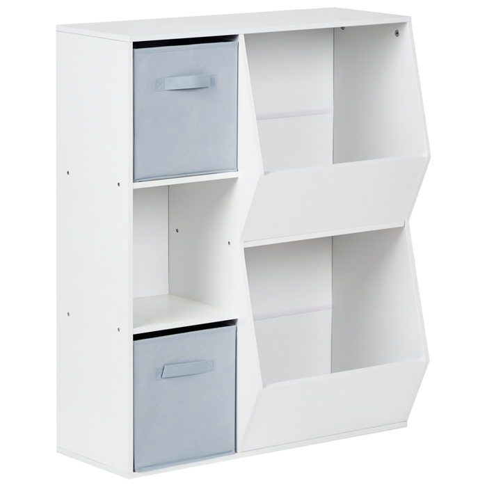 Scaffale Libreria a 3 livelli in truciolato bianco con tessuto non tessuto Scatole con ripiani per la cameretta dei bambini