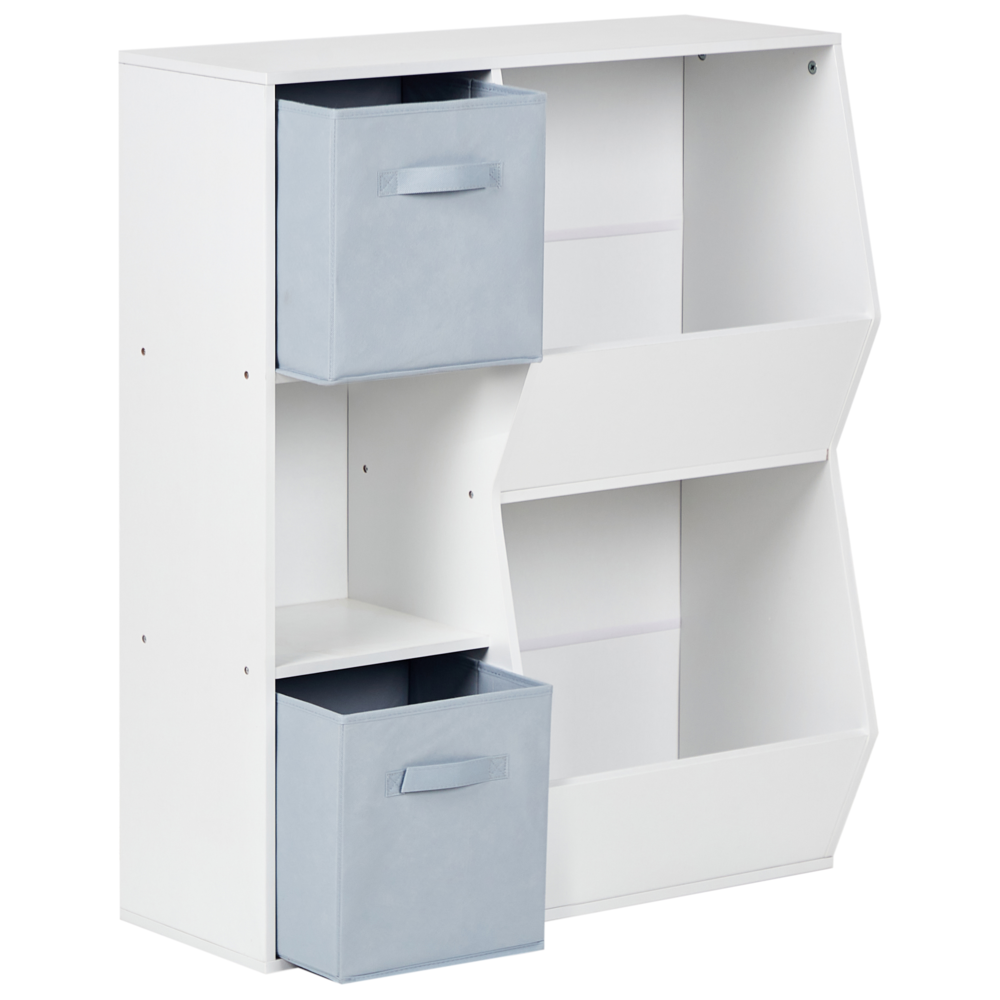 Scaffale Libreria a 3 livelli in truciolato bianco con tessuto non tessuto Scatole con ripiani per la cameretta dei bambini