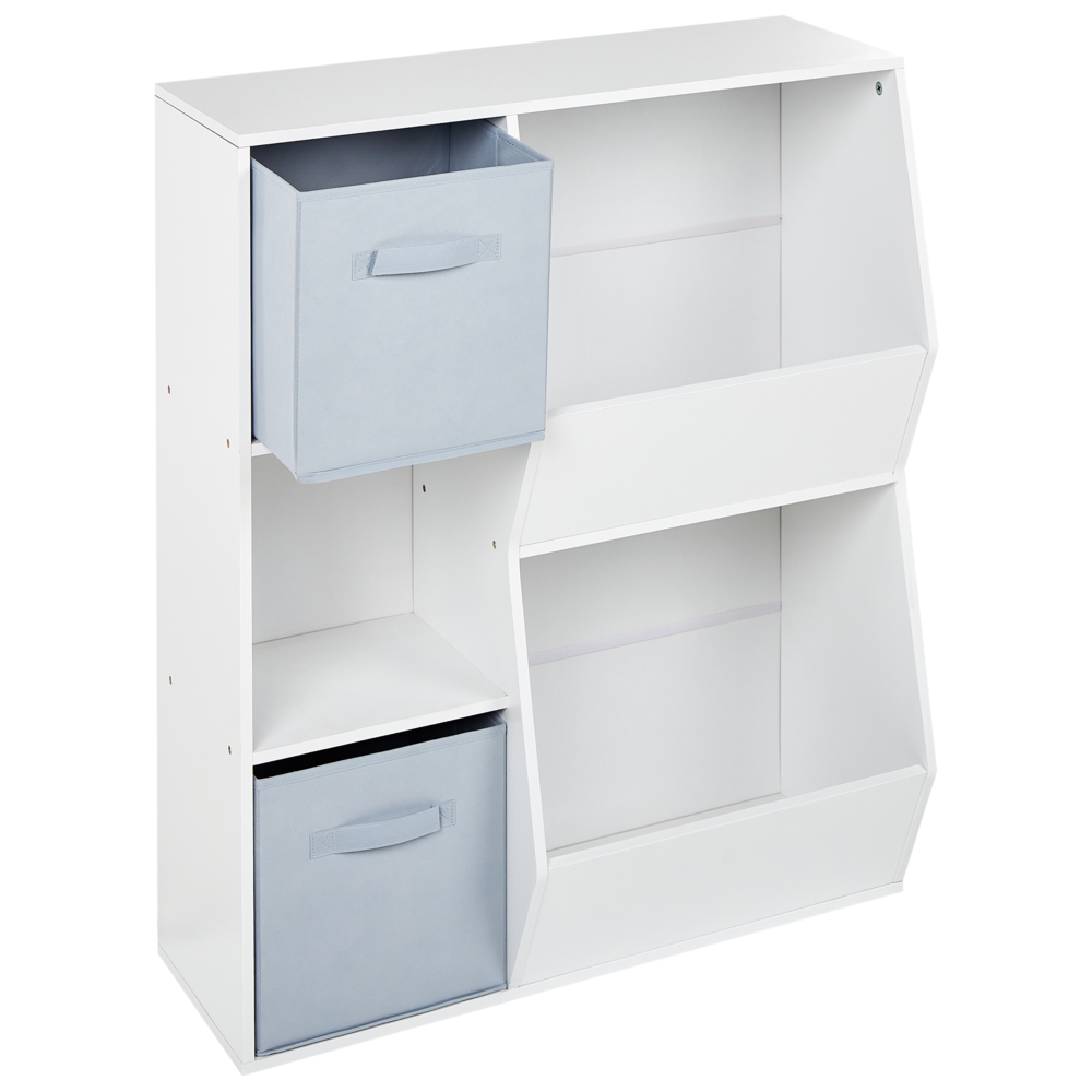 Scaffale Libreria a 3 livelli in truciolato bianco con tessuto non tessuto Scatole con ripiani per la cameretta dei bambini