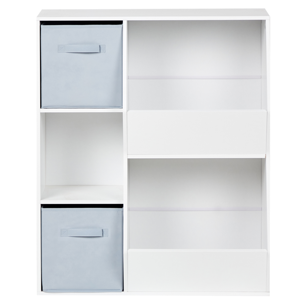 Scaffale Libreria a 3 livelli in truciolato bianco con tessuto non tessuto Scatole con ripiani per la cameretta dei bambini