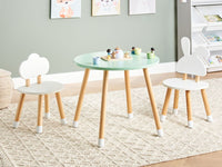 Set da tavola per bambini a 2 posti con sedie Tappi per gambe in MDF bianco e legno chiaro Cameretta per bambini alla moda