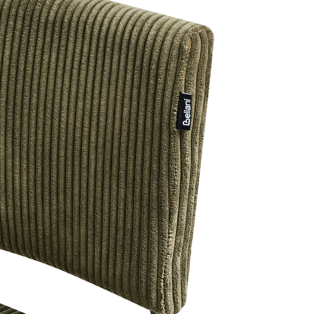 Set di 2 sedie da pranzo in velluto a coste verde oliva  stile retrò seduta rotonda