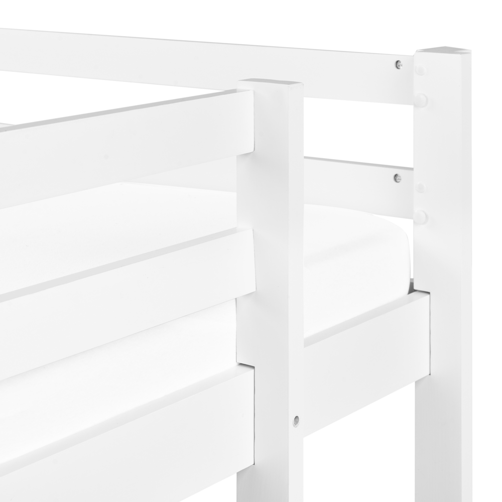 Letto singolo in legno di pino bianco con rete a doghe e scrivania 90 x 200 cm cameretta bambini