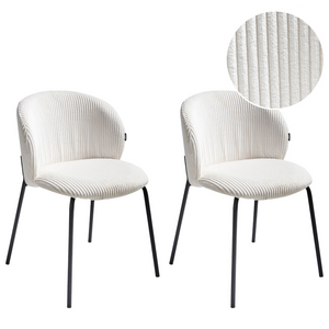 Set di 2 sedie da pranzo in velluto bianco sporco stile retrò seduta rotonda