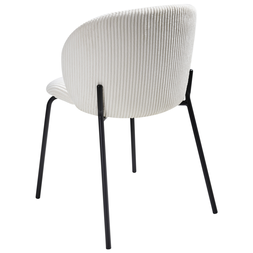 Set di 2 sedie da pranzo in velluto bianco sporco stile retrò seduta rotonda