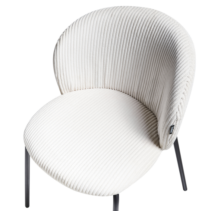 Set di 2 sedie da pranzo in velluto bianco sporco stile retrò seduta rotonda