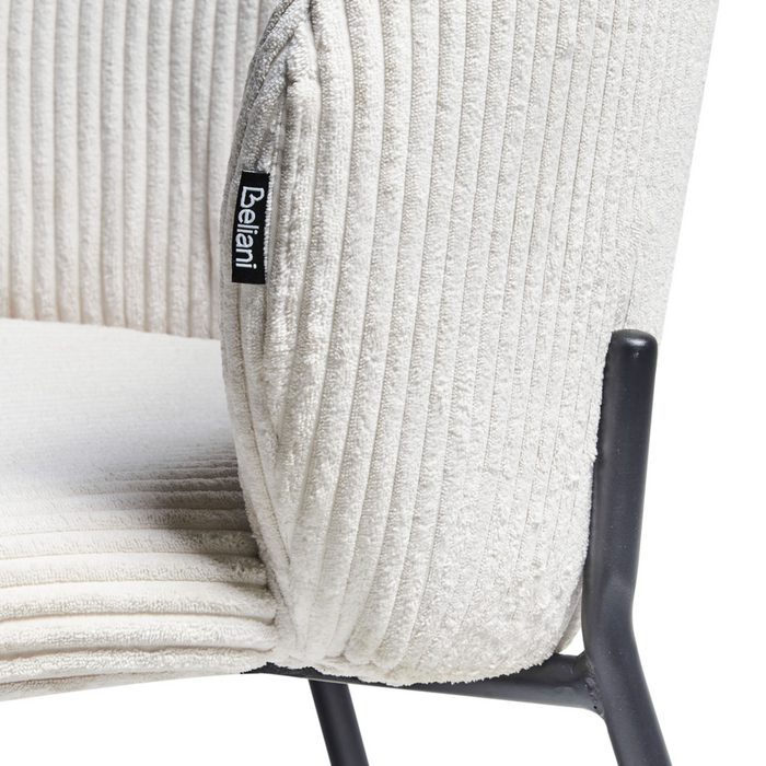 Set di 2 sedie da pranzo in velluto bianco sporco stile retrò seduta rotonda