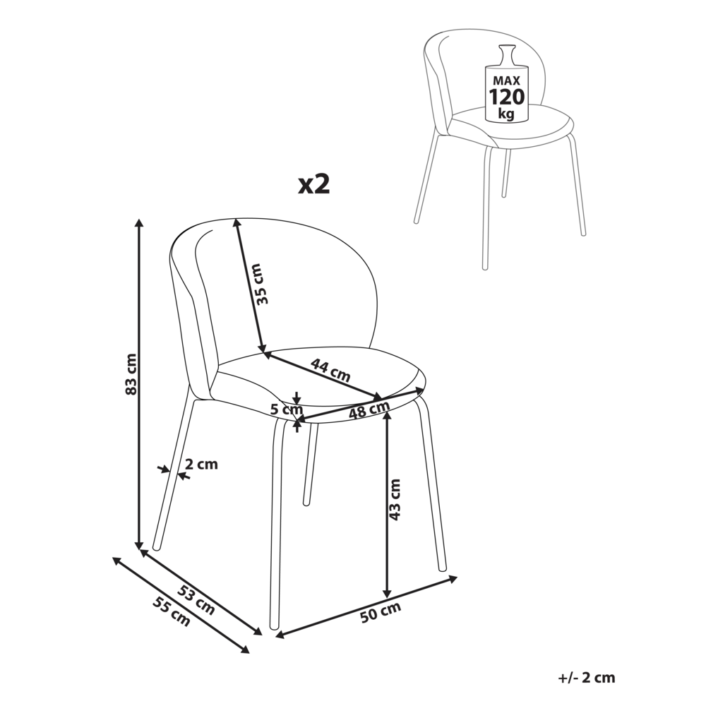 Set di 2 sedie da pranzo in velluto bianco sporco stile retrò seduta rotonda