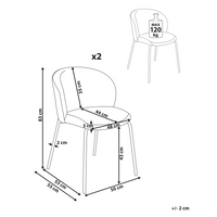 Set di 2 sedie da pranzo in velluto bianco sporco stile retrò seduta rotonda