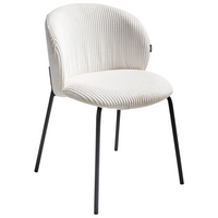 Set di 2 sedie da pranzo in velluto bianco sporco stile retrò seduta rotonda