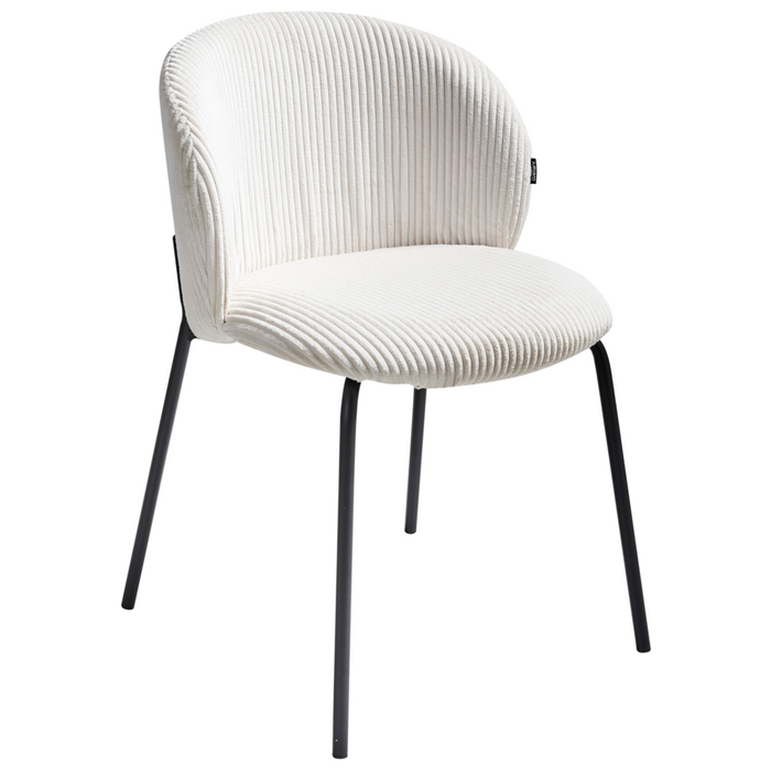 Set di 2 sedie da pranzo in velluto bianco sporco stile retrò seduta rotonda