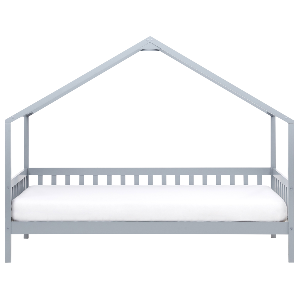 Letto a forma di casa per bambini Legno di pino grigio UE Struttura letto singolo con doghe