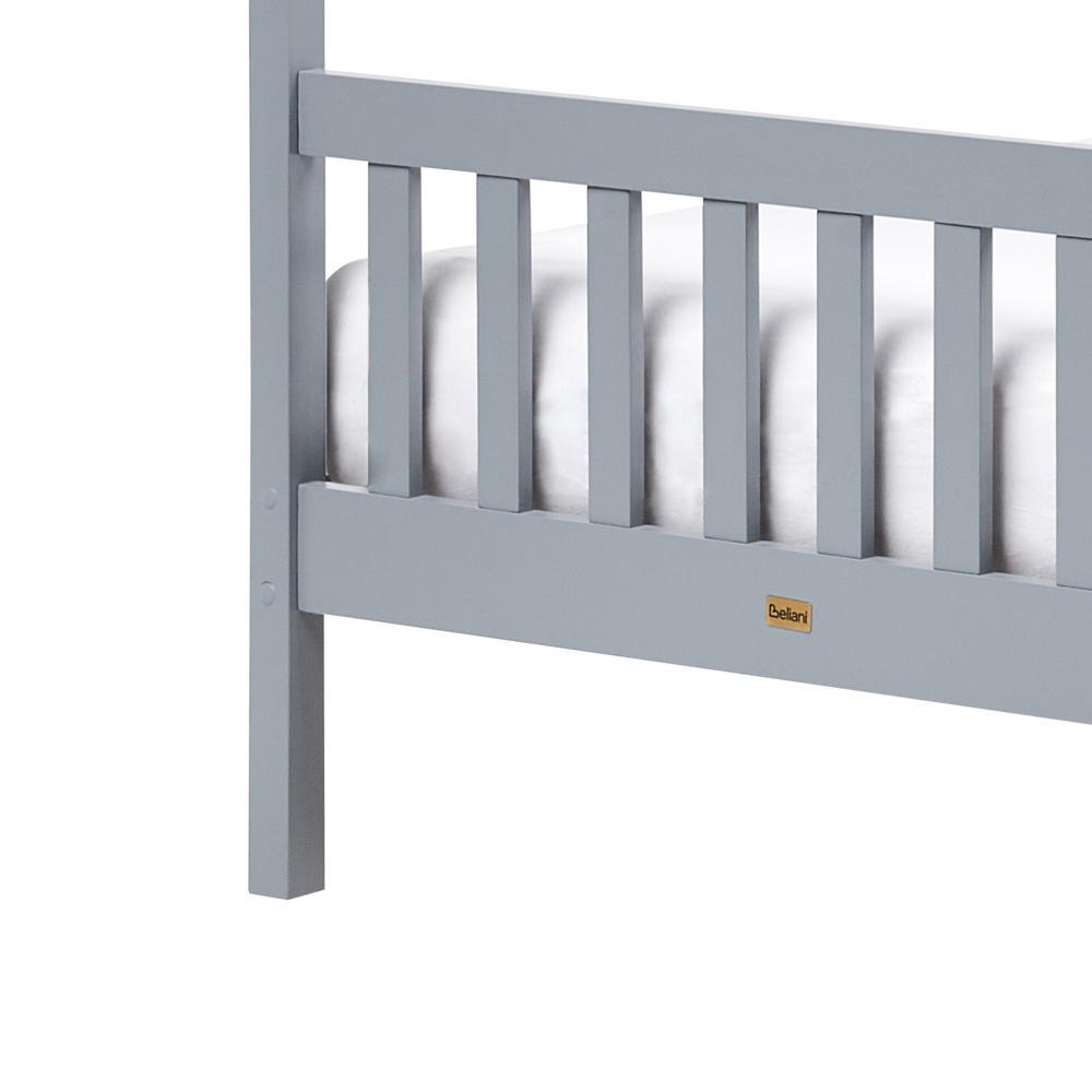 Letto a forma di casa per bambini Legno di pino grigio UE Struttura letto singolo con doghe