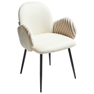 Set di 2 sedie da pranzo in tessuto beige chiaro stile retrò seduta rotonda