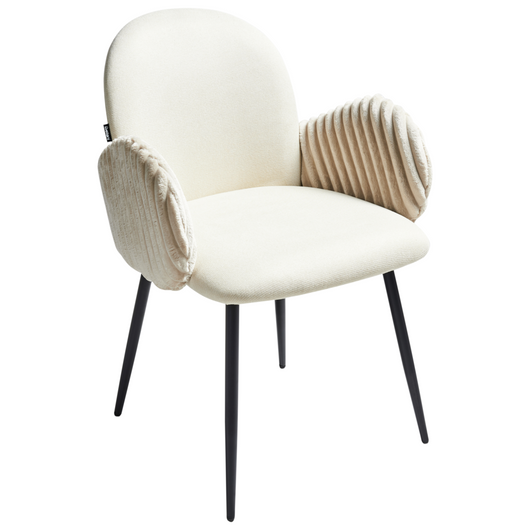 Set di 2 sedie da pranzo in tessuto beige chiaro stile retrò seduta rotonda