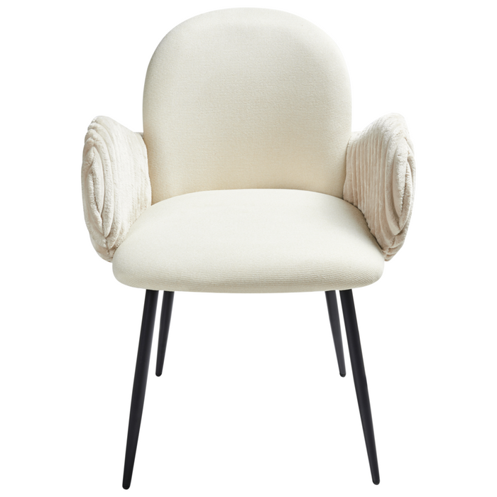 Set di 2 sedie da pranzo in tessuto beige chiaro stile retrò seduta rotonda