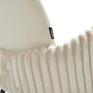 Set di 2 sedie da pranzo in tessuto beige chiaro stile retrò seduta rotonda