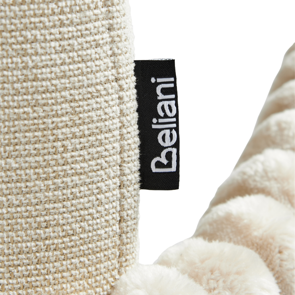 Set di 2 sedie da pranzo in tessuto beige chiaro stile retrò seduta rotonda