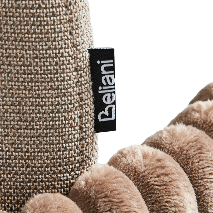 Set di 2 sedie da pranzo in tessuto tortora stile retrò seduta rotonda