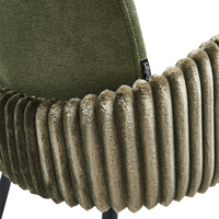 Set di 2 sedie da pranzo in tessuto verde stile retrò seduta rotonda