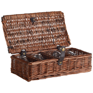 Cesto da picnic in vimini marrone per 4 persone con borsa termica stile semplice ed elegante