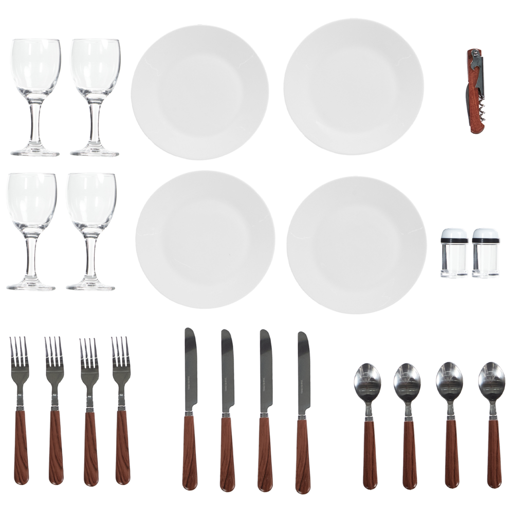 Cesto da picnic in vimini marrone per 4 persone con borsa termica stile semplice ed elegante