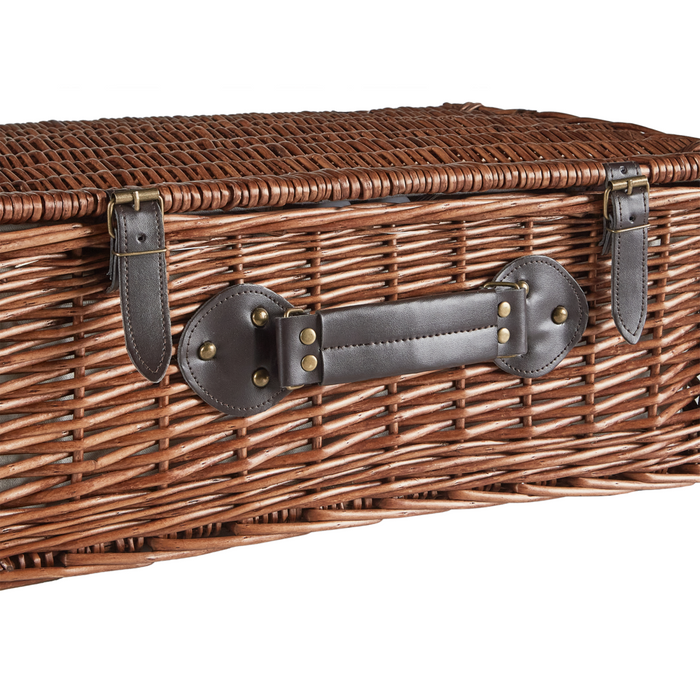 Cesto da picnic in vimini marrone per 4 persone con borsa termica stile semplice ed elegante