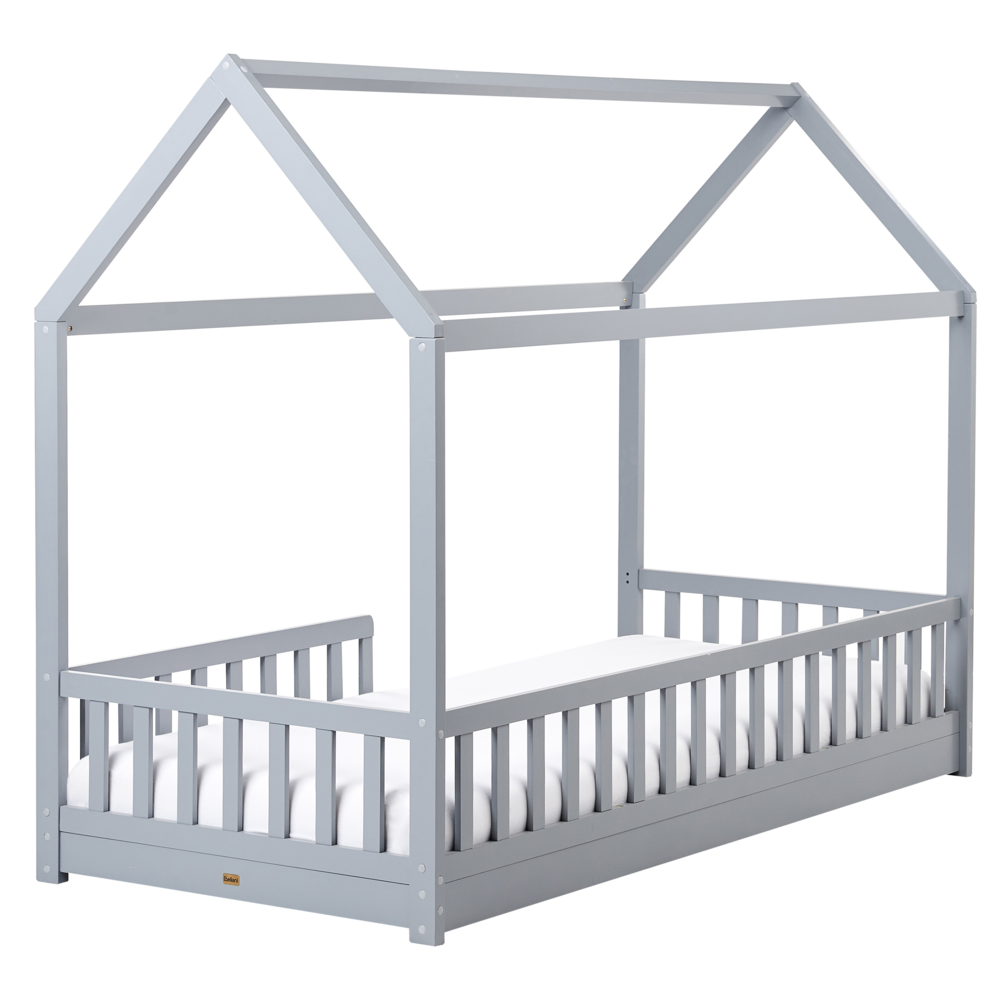 Letto per bambini a forma di casa UE Telaio singolo 90 x 200 cm con doghe in legno di pino grigio