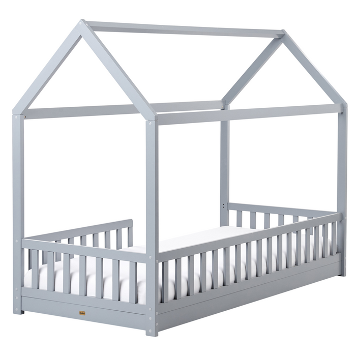 Letto per bambini a forma di casa UE Telaio singolo 90 x 200 cm con doghe in legno di pino grigio