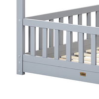 Letto per bambini a forma di casa UE Telaio singolo 90 x 200 cm con doghe in legno di pino grigio
