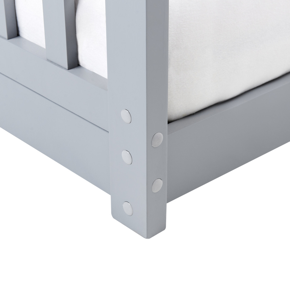 Letto per bambini a forma di casa UE Telaio singolo 90 x 200 cm con doghe in legno di pino grigio