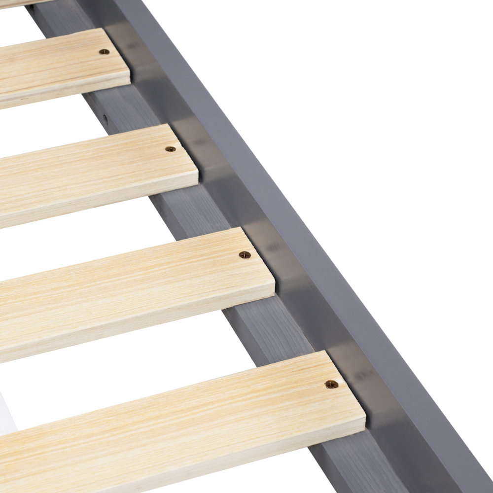 Letto per bambini a forma di casa UE Telaio singolo 90 x 200 cm con doghe in legno di pino grigio