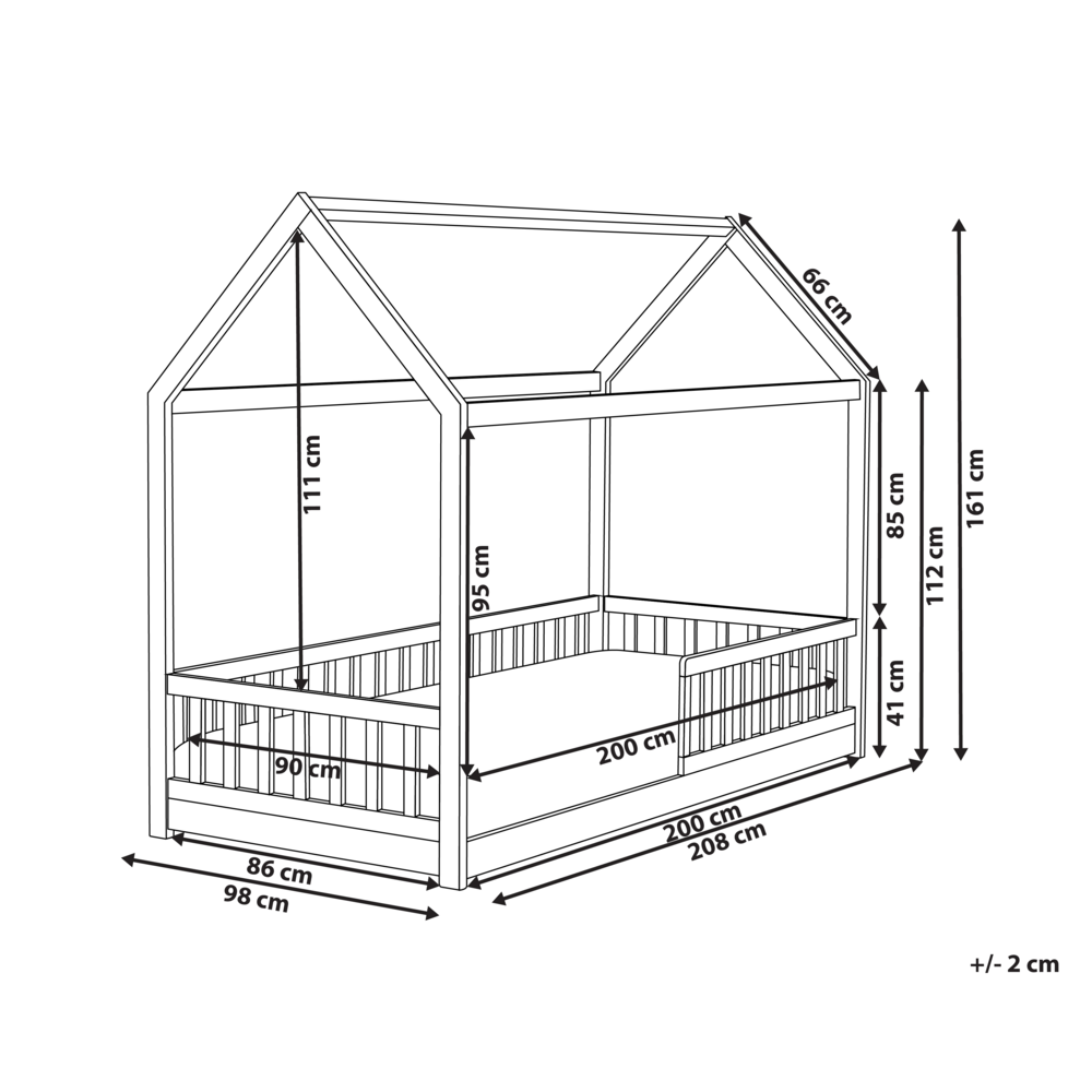 Letto per bambini a forma di casa UE Telaio singolo 90 x 200 cm con doghe in legno di pino grigio