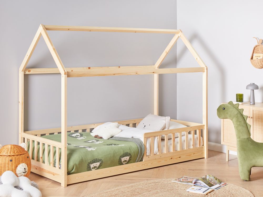 Letto per bambini a forma di casa UE Telaio singolo 90 x 200 cm con doghe in legno di pino chiaro