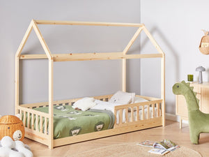 Letto per bambini a forma di casa UE Telaio singolo 90 x 200 cm con doghe in legno di pino chiaro