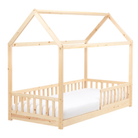 Letto per bambini a forma di casa UE Telaio singolo 90 x 200 cm con doghe in legno di pino chiaro