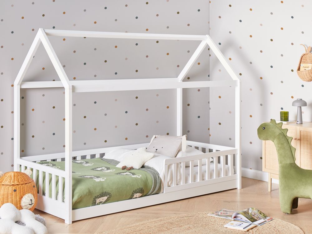Letto per bambini a forma di casa UE Telaio singolo 90 x 200 cm con doghe in legno di pino bianco