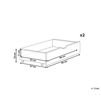Set di 2 cassetti per il letto in legno massiccio bianco Scatole sotto il letto con ruote