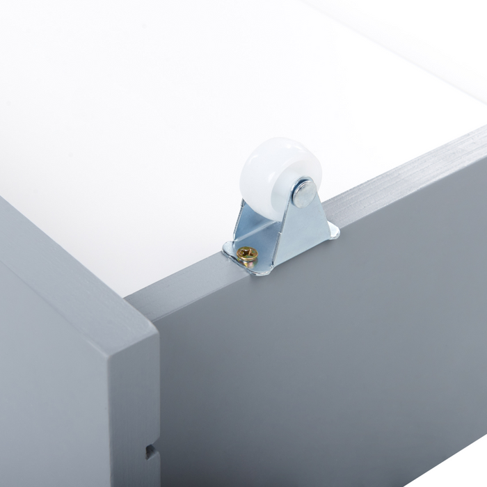 Set di 2 cassetti per il letto in legno di pino grigio Scatole sotto il letto con ruote