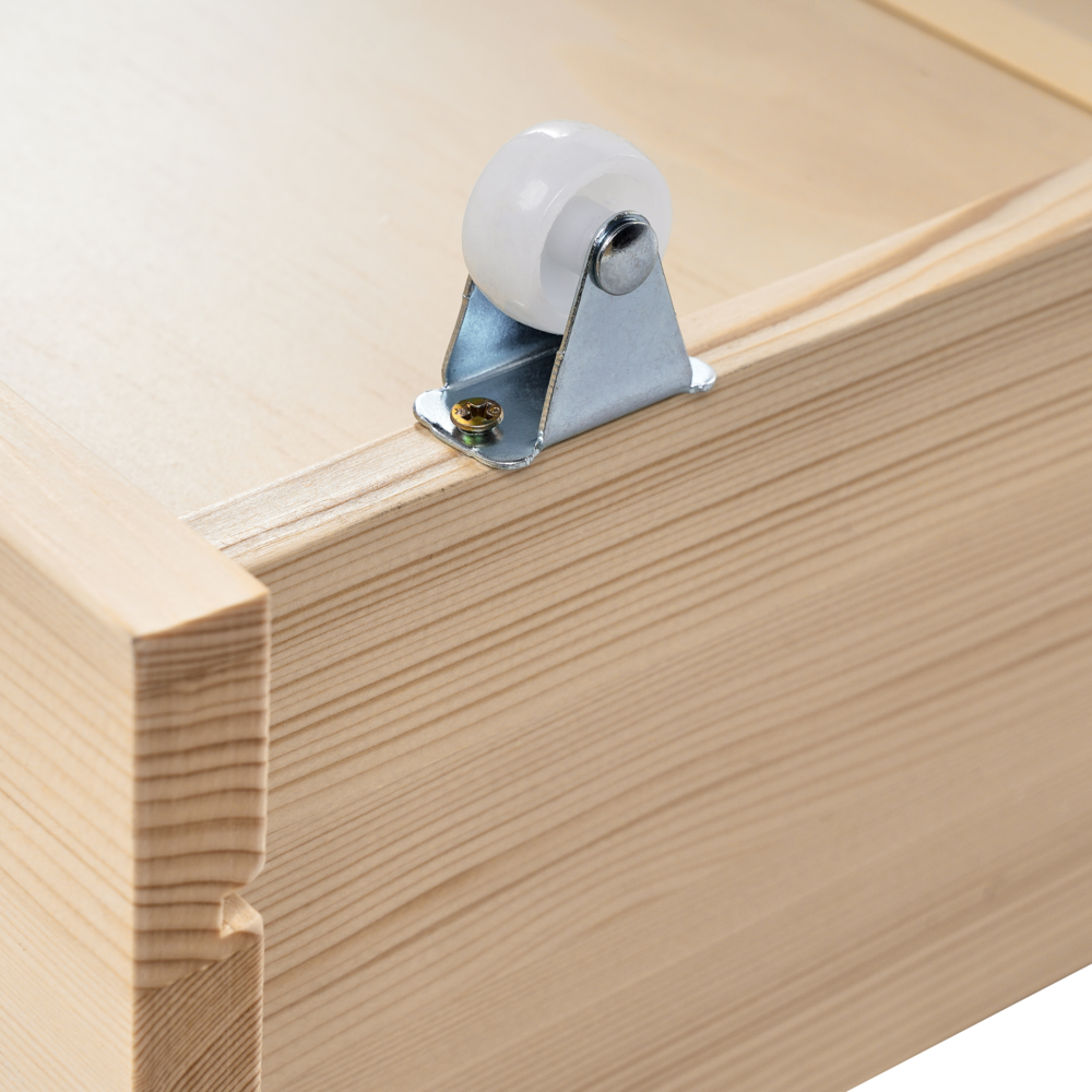 Set di 2 cassetti per il letto in legno di pino chiaro Scatole sotto il letto con ruote