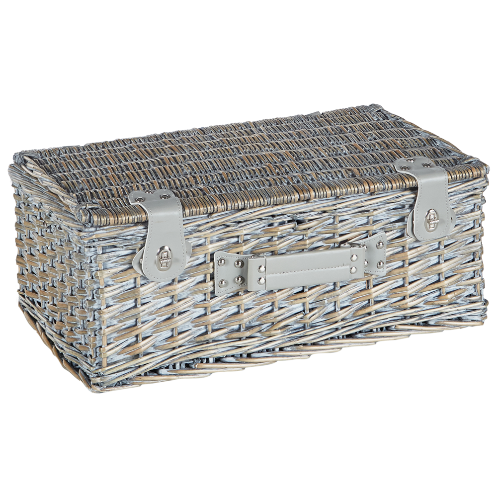 Cesto da picnic in vimini grigio per 4 persone con borsa termica stile semplice elegante