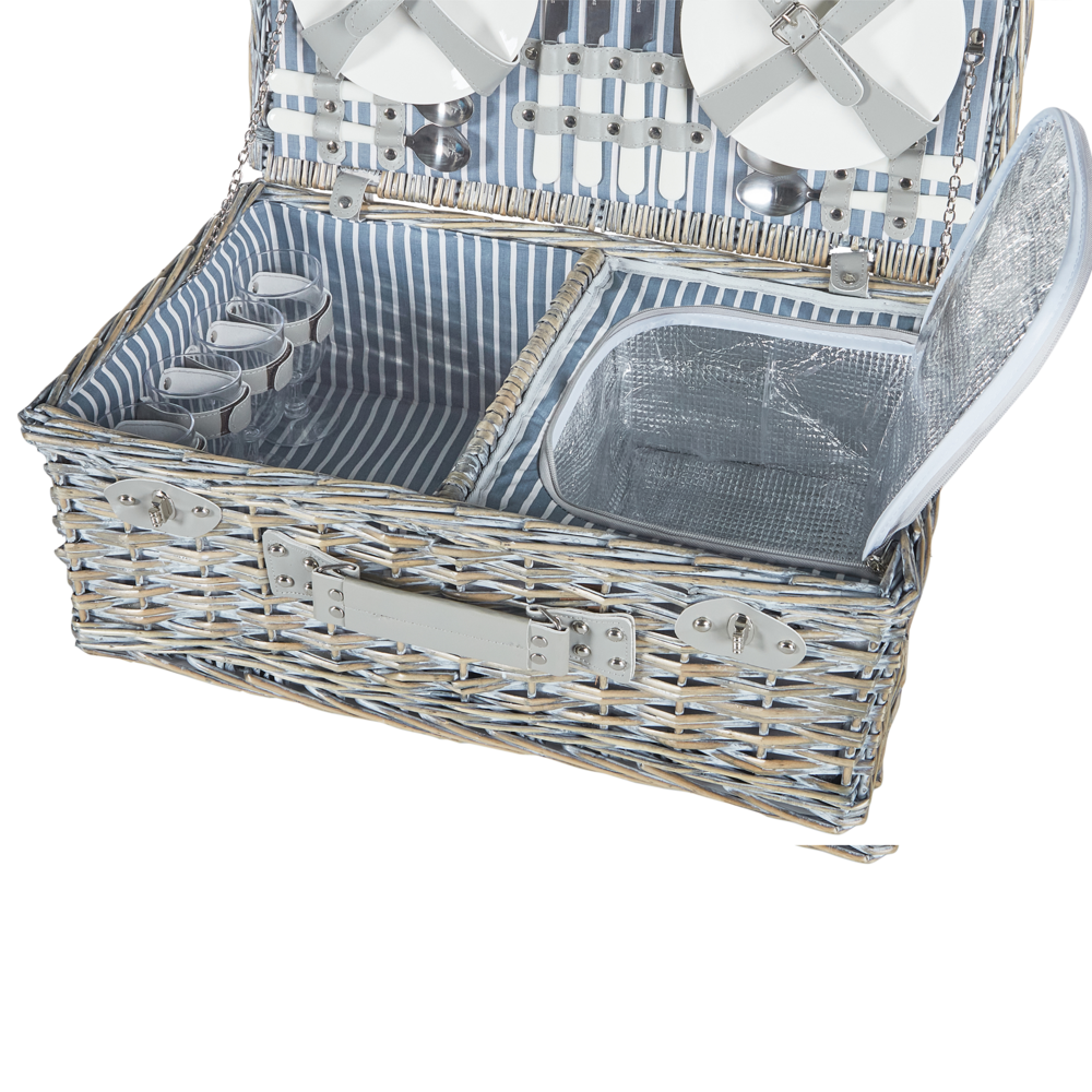 Cesto da picnic in vimini grigio per 4 persone con borsa termica stile semplice elegante
