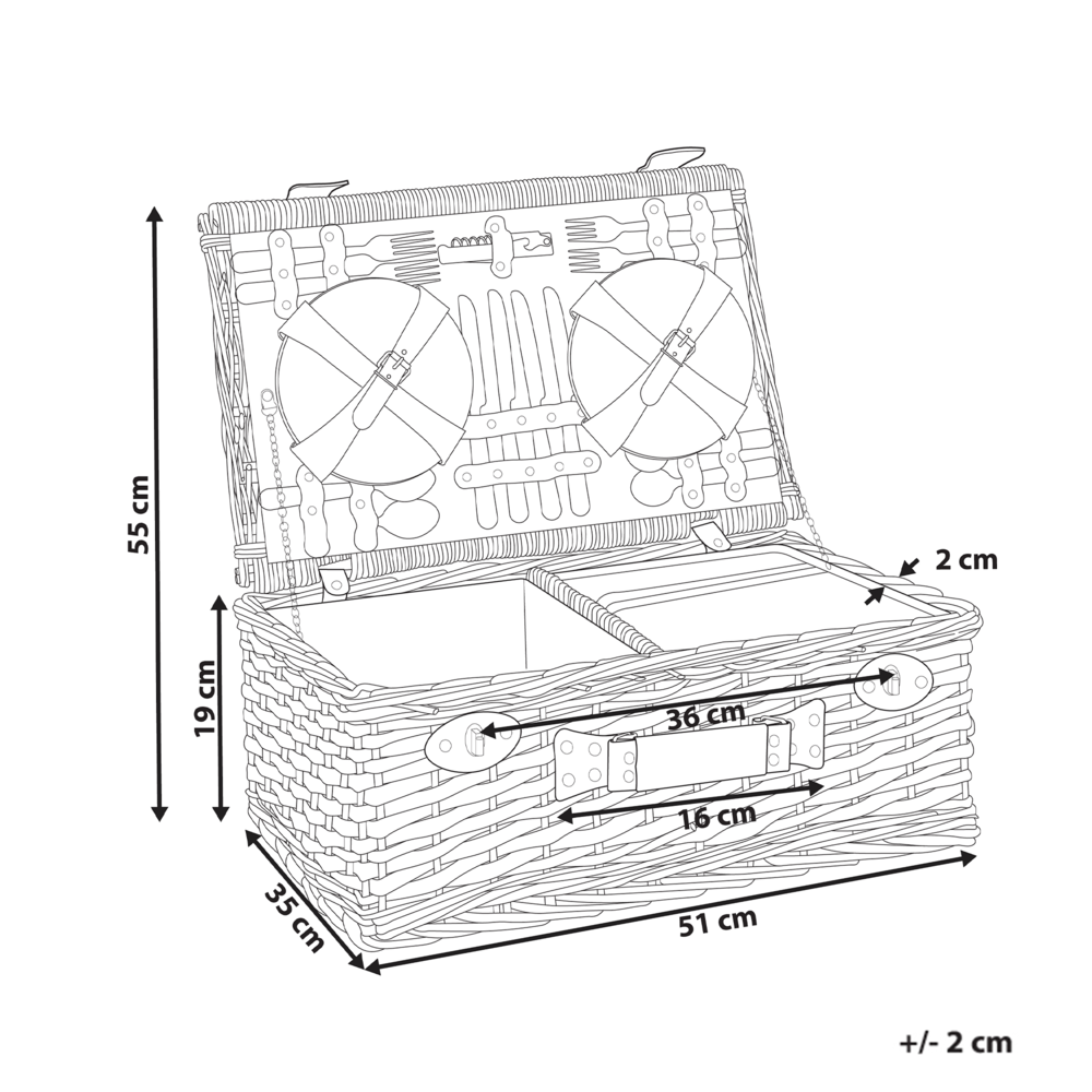 Cesto da picnic in vimini grigio per 4 persone con borsa termica stile semplice elegante