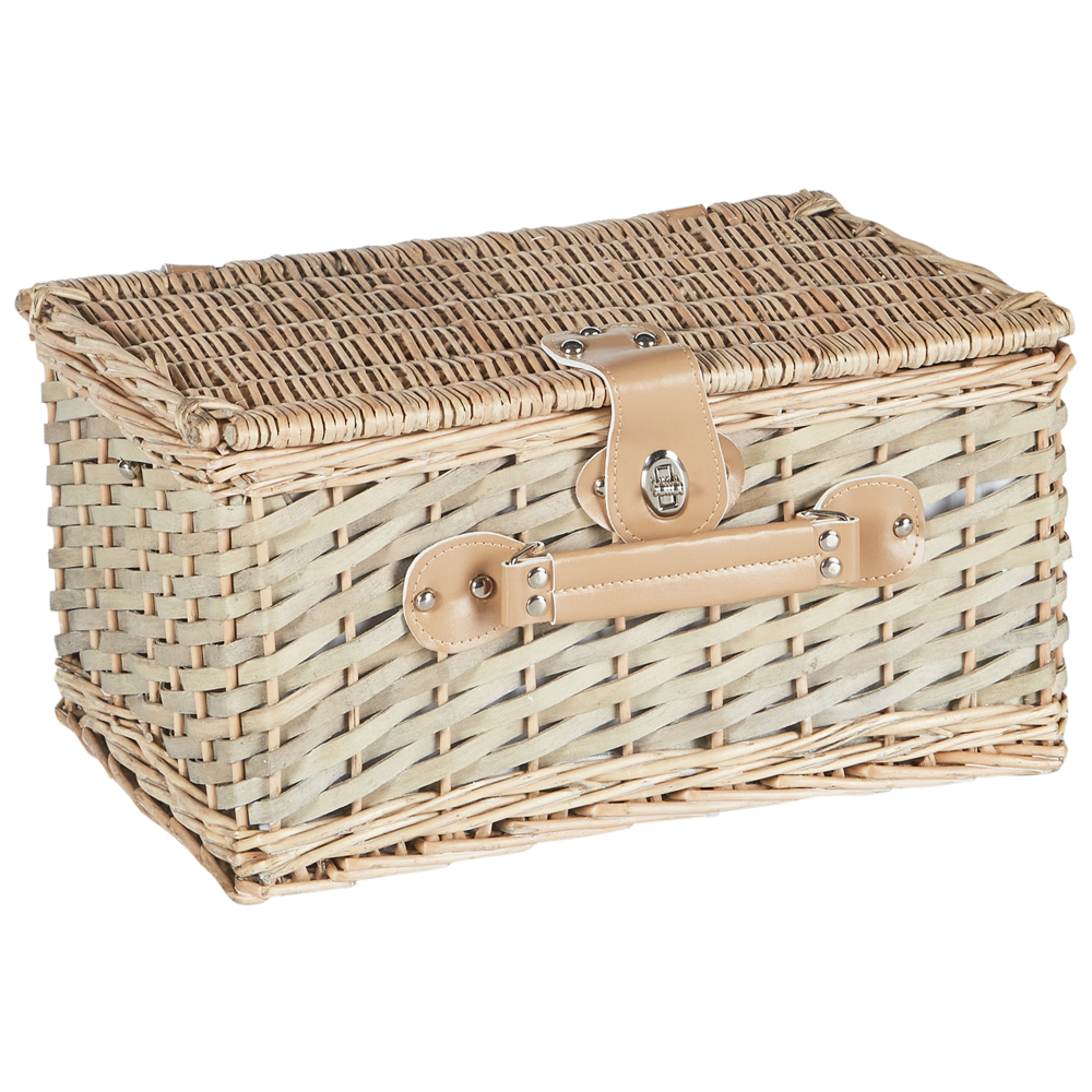 Cesto da picnic in vimini naturale per 4 persone con borsa frigo, bicchieri da vino e Posate stile semplice elegante