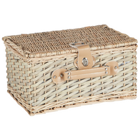 Cesto da picnic in vimini naturale per 4 persone con borsa frigo, bicchieri da vino e Posate stile semplice elegante