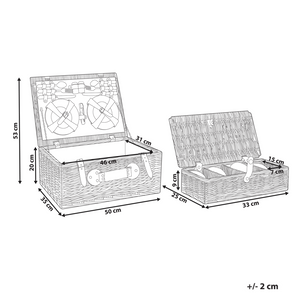 Cesto da picnic in vimini marrone per 4 persone con borsa termica stile semplice ed elegante