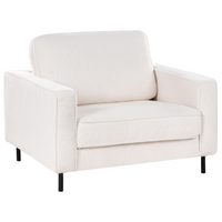 Set da divano 3 posti  in tessuto boucle bianco divano e poltrona con gambe in metallo Design Da Salotto Retrò