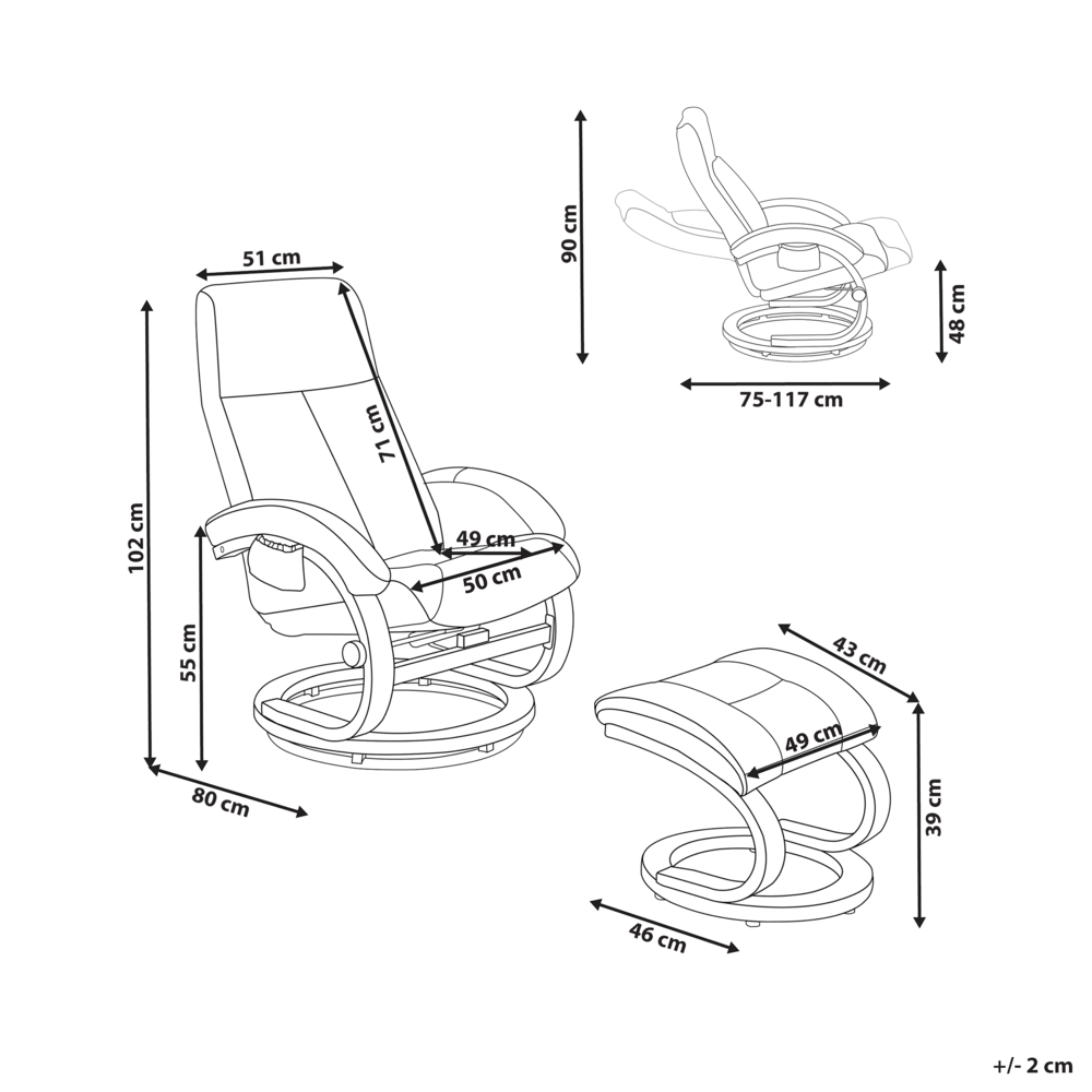 Poltrona reclinabile moderna in tessuto beige chiaro con poggiapiedi Riscaldamento massaggiante design retrò